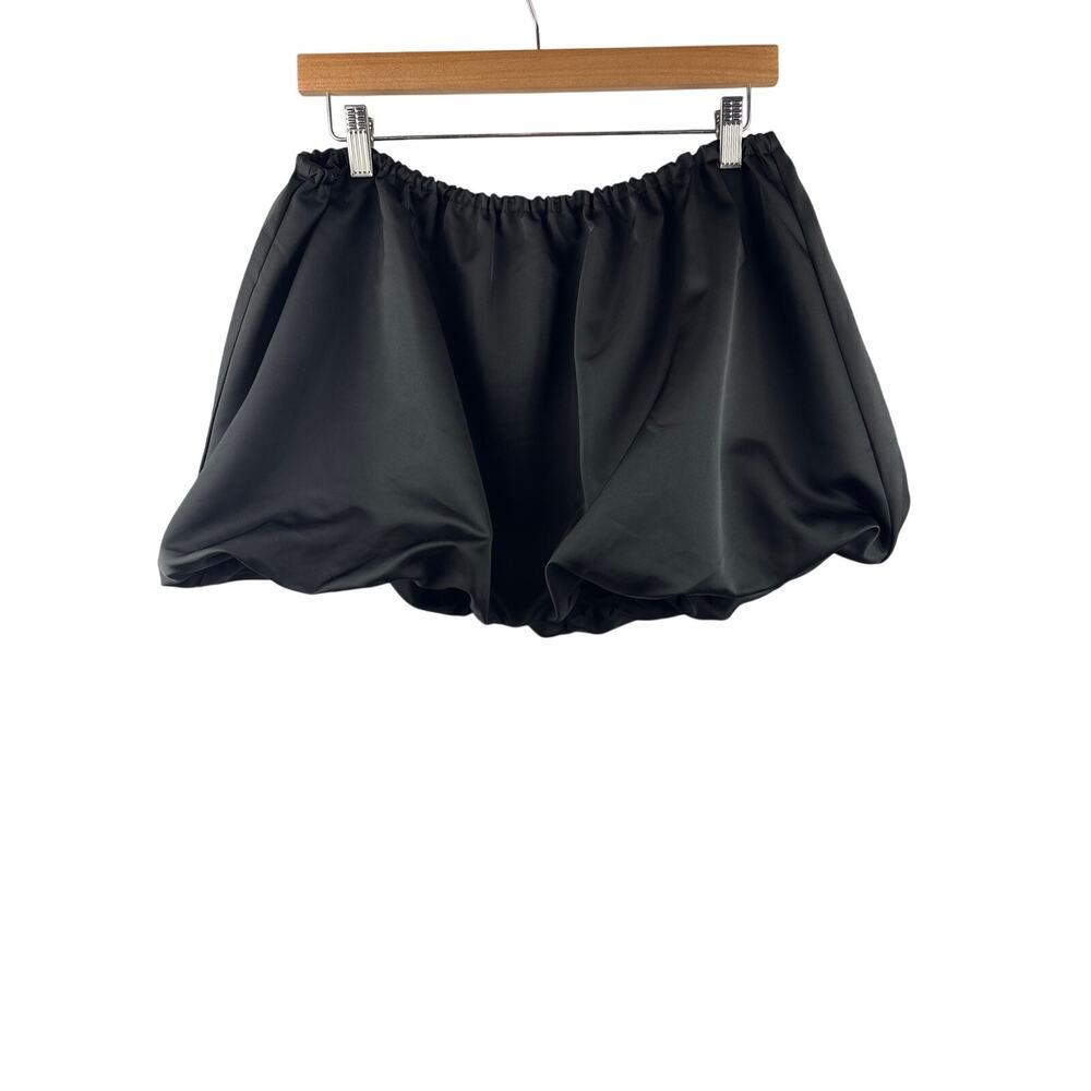 Women’s WHATWEWORE Size 10 Black Satin Mini Bubble Skirt